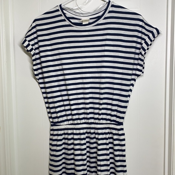 H&M - Navy & White Stripe MIDI Dress Size XS - Picture 2 of 7